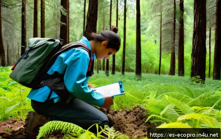 환경보전기술자 연봉 차이 - A young Hispanic environmental technician in Spain, wearing practical outdoor workwear and sturdy bo...