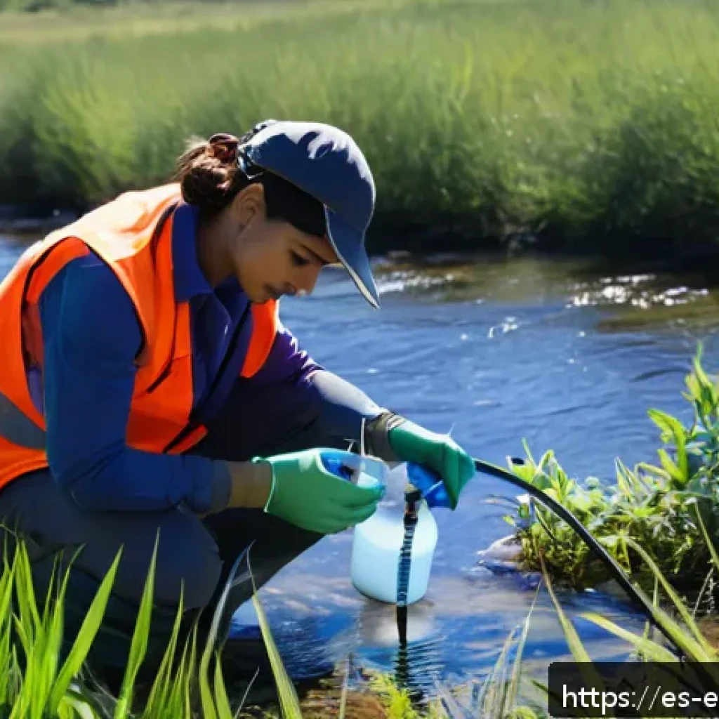 환경보전기술자 자격증을 따기 위한 팁 - A professional environmental technician in a bright, organized field workspace wearing appropriate o...