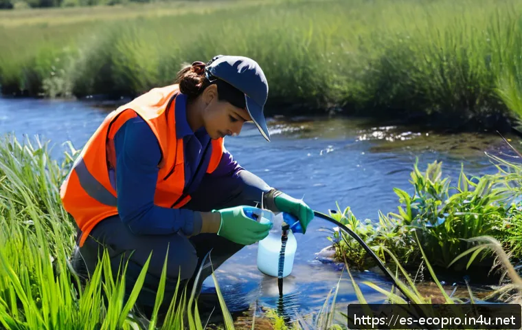 환경보전기술자 자격증을 따기 위한 팁 - A professional environmental technician in a bright, organized field workspace wearing appropriate o...