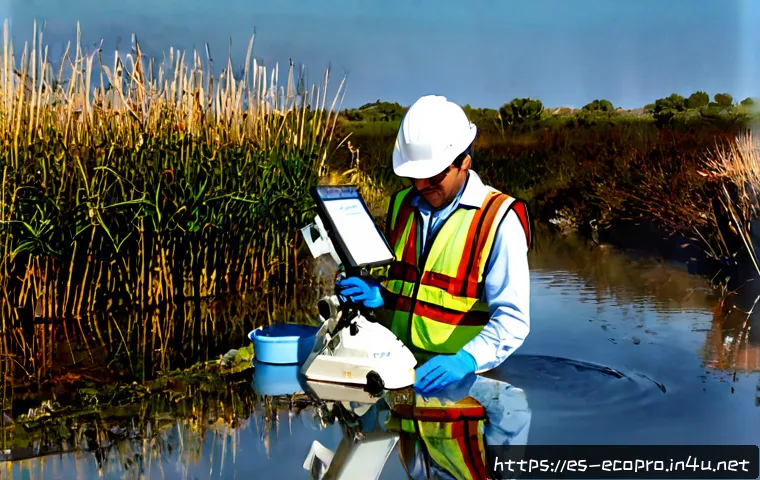 Home 17 환경보전기술자 경력 개발 - Photorealistic environmental conservation engineer in a modern Spanish coastal wetland restoration s...